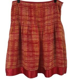 Bob Mackie Women Silk Pleated Aline Mini Skirt Red Glam Colorful Summer Size 12